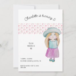 Waterverf met zoete doll met handbeschilderd feestdagenkaart