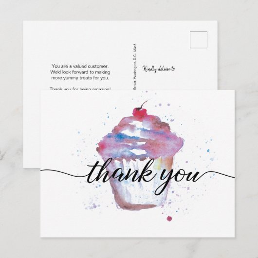 Waterverf met zoete taart Geen logo bakkerij Briefkaart (Voorkant / Achterkant)