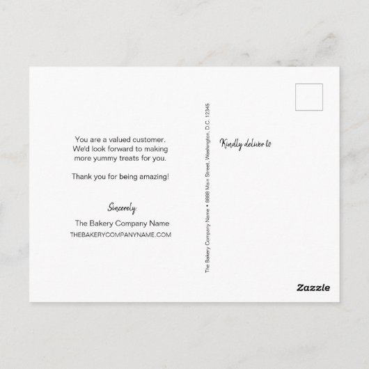 Waterverf met zoete taart Geen logo bakkerij Briefkaart (Achterkant)