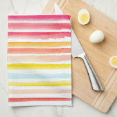 Waterverf met zomerkleurige streep theedoek (Quarter Fold)