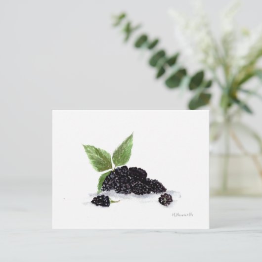 Waterverf met zwarte bessen briefkaart (Staand voorkant)