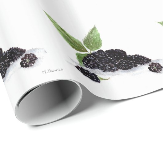 Waterverf met zwarte bessen cadeaupapier (Rol Hoek)