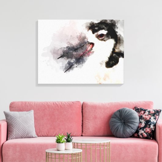 Waterverf met zwarte hals canvas afdruk (Insitu (Woonkamer))