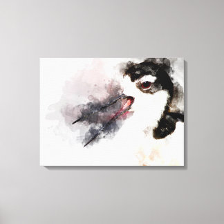 Waterverf met zwarte hals canvas afdruk