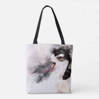 Waterverf met zwarte hals tote bag