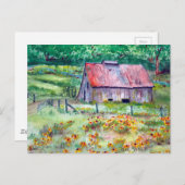 Waterverf met zwarte ogen - Wilde bloem - Barn Briefkaart (Voorkant / Achterkant)