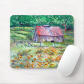 Waterverf met zwarte ogen - Wilde bloem - Barn Muismat (Met muis)