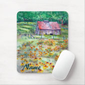 Waterverf met zwarte ogen - Wilde bloem - Barn Muismat (Met muis)