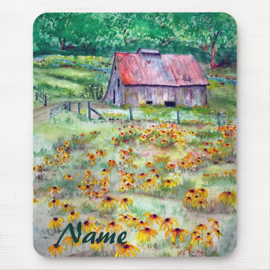 Waterverf met zwarte ogen - Wilde bloem - Barn Muismat (Voorkant)