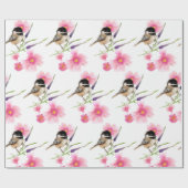 Waterverf met zwarte tapijt - Sweet Cute Chickadee Cadeaupapier (Vlak)