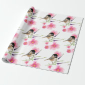 Waterverf met zwarte tapijt - Sweet Cute Chickadee Cadeaupapier (Uitgerold)