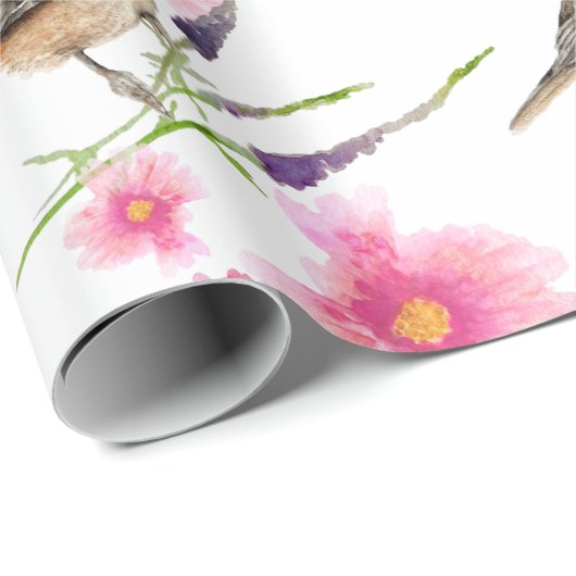 Waterverf met zwarte tapijt - Sweet Cute Chickadee Cadeaupapier (Rol Hoek)