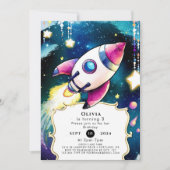 Waterverf Meteor Raket Verjaardag Kaart (Voorkant)