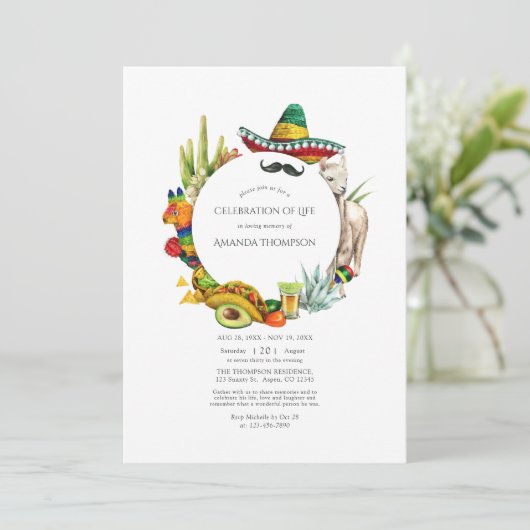 Waterverf Mexicaan Fiesta Celebration of Life Kaart (Staand voorkant)