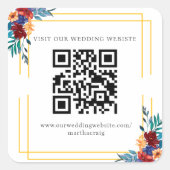 Waterverf Mexicaans Fiesta Bloem Bruiloft QR Code Vierkante Sticker (Voorkant)