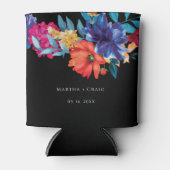 Waterverf Mexicaans Fiesta Bloem Bruiloft Zwart Blikjeskoeler (Voorkant)