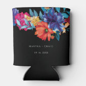 Waterverf Mexicaans Fiesta Bloem Bruiloft Zwart Blikjeskoeler (Achterkant)