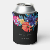 Waterverf Mexicaans Fiesta Bloem Bruiloft Zwart Blikjeskoeler (Blikje Achterkant)