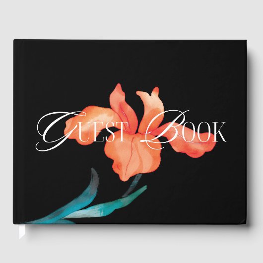 Waterverf Mexicaans Fiesta Bloem Bruiloft Zwart Gastenboek (Voorkant)
