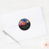 Waterverf Mexicaans Fiesta Bloem Bruiloft Zwart Ronde Sticker (Envelop)