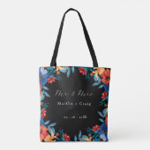 Waterverf Mexicaans Fiesta Bloem Bruiloft Zwart Tote Bag (Achterkant)