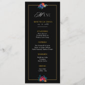 Waterverf Mexicaans Fiesta Bloem Zwart Bruiloft Menu (Voorkant)