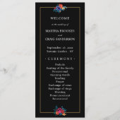 Waterverf Mexicaans Fiesta Bloem Zwart Bruiloft Programmakaart (Voorkant)