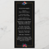 Waterverf Mexicaans Fiesta Bloem Zwart Bruiloft Programmakaart (Achterkant)