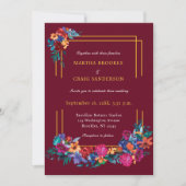 Waterverf Mexicaans Fiesta Bloemhuwelijk Bourgondi Kaart (Voorkant)