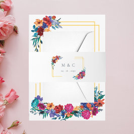 Waterverf Mexicaans Fiesta Bloemhuwelijk Uitnodigingen Wikkel