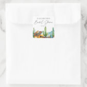Waterverf Mexicaans Fiesta Cactus Bruiloftsborrel Vierkante Sticker (Tas)