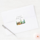 Waterverf Mexicaans Fiesta Cactus Bruiloftsborrel Vierkante Sticker (Envelop)