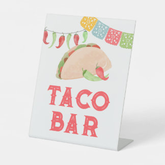 Waterverf Mexicaans Fiesta Taco Bar Reclamebord Met Voetstuk