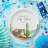Waterverf Mexicaanse Cactus Fiesta Baby shower Papieren Bordje (Feest)