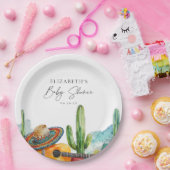 Waterverf Mexicaanse Cactus Fiesta Baby shower Papieren Bordje (Feest)