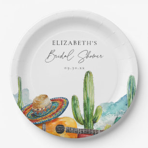 Waterverf Mexicaanse Cactus Fiesta Bruiloftsborrel Papieren Bordje