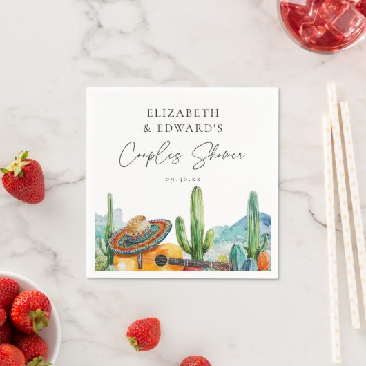 Waterverf Mexicaanse Cactus Fiesta Couples Douche Servet (Insitu)