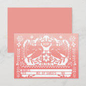 Waterverf Mexicaanse Fantail Duiven Papel Picado RSVP Kaartje (Voorkant / Achterkant)