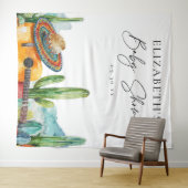 Waterverf Mexicaanse Fiesta Baby shower Achtergron Wandkleed (In Situ (horizontaal))