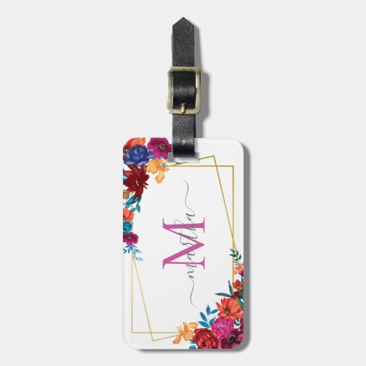 Waterverf Mexicaanse Fiesta Flower Bagagelabel (Voorkant verticaal)