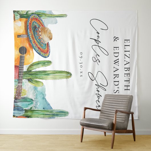 Waterverf Mexicaanse Fiesta Koppels Douche Achterg Wandkleed (In Situ (horizontaal))