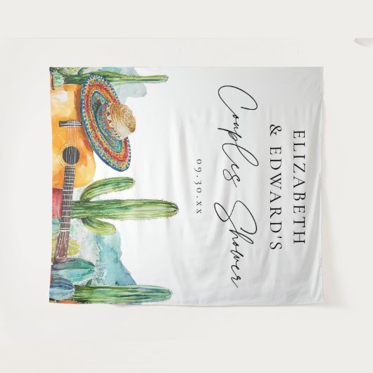 Waterverf Mexicaanse Fiesta Koppels Douche Achterg Wandkleed (Voorkant (horizontaal))