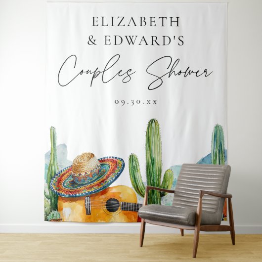 Waterverf Mexicaanse Fiesta Koppels Douche Achterg Wandkleed (In situ)