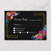 Waterverf Mexicaanse Fiesta Wedding Black RSVP Car Informatiekaartje (Voorkant)