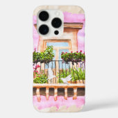 Waterverf Mexicaanse oude stad Balkon Case-Mate iPhone Case (Achterkant)