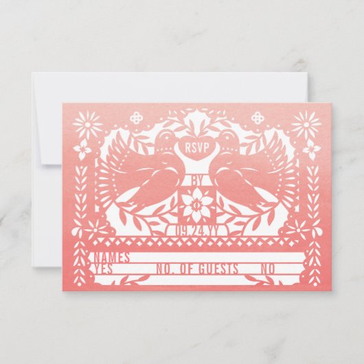 Waterverf Mexican Fantail Doves Papel Picado RSVP Kaart (Voorkant)