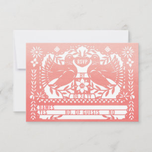 Waterverf Mexican Fantail Doves Papel Picado RSVP Kaart