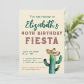 Waterverf Mexican Fiesta Birthday Uitnodiging (Staand voorkant)