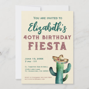 Waterverf Mexican Fiesta Birthday Uitnodiging