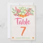 Waterverf Mexican Fiesta Table number Cactus Kaart (Achterkant)